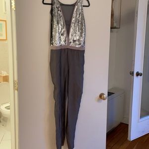 Reiss sequined silver jumpsuit